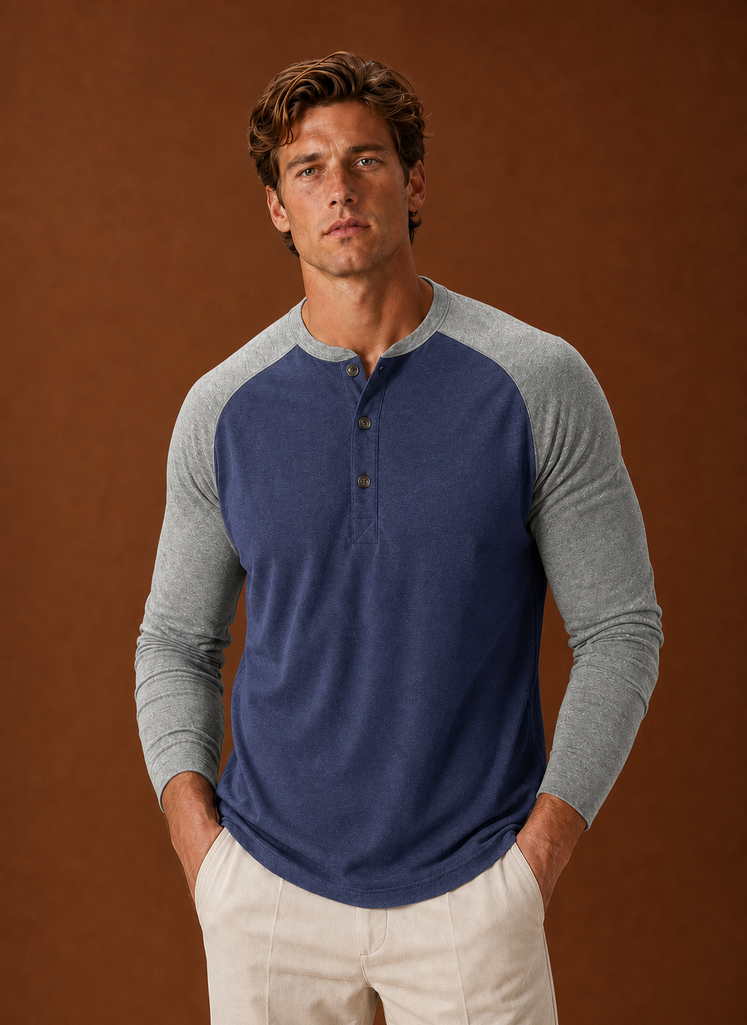 Men's Henley Shirt - Button-Placket Pullover