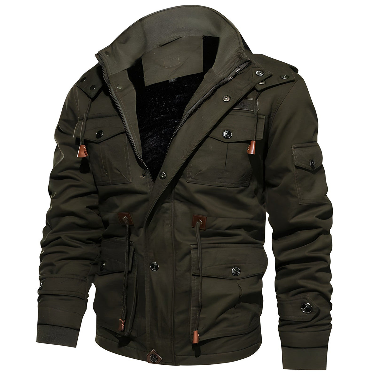 Veste Multipoches Homme Capuche Doublée Polaire