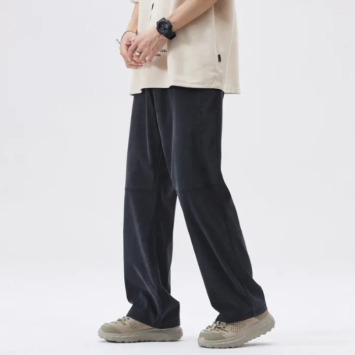 Heren casual loszittende broek met wijde pijpen