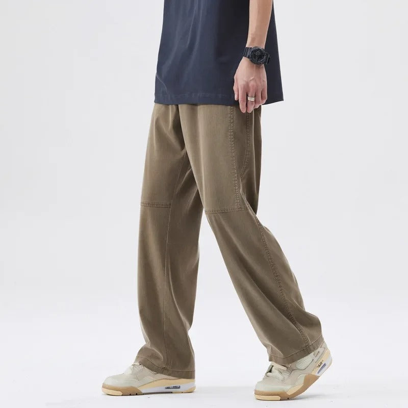 Heren casual loszittende broek met wijde pijpen