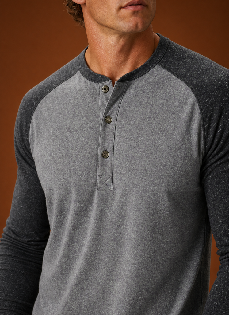 Men's Henley Shirt - Button-Placket Pullover