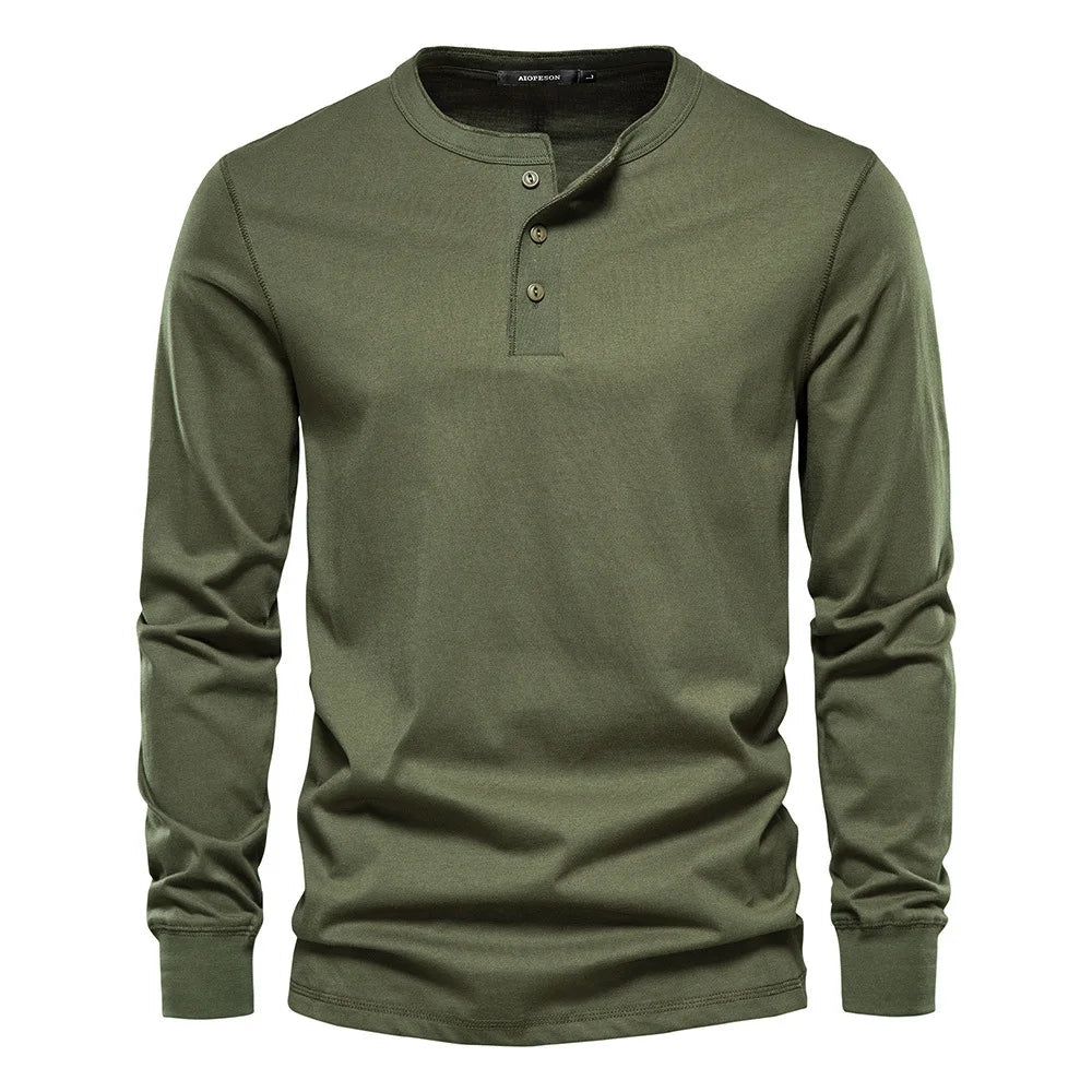 Henley Shirt voor Heren met Knoopsluiting en Lange Mouwen