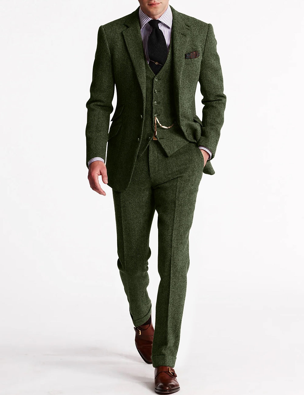 Costume 3 Pièces Homme Tweed Chevrons