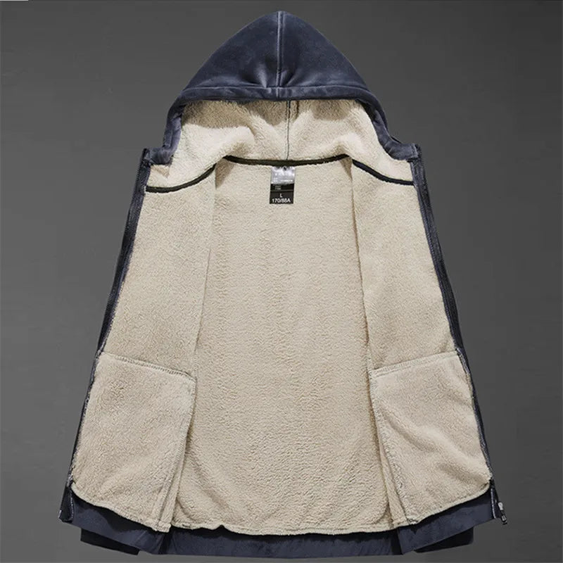 Heren jack met capuchon en sherpa-voering
