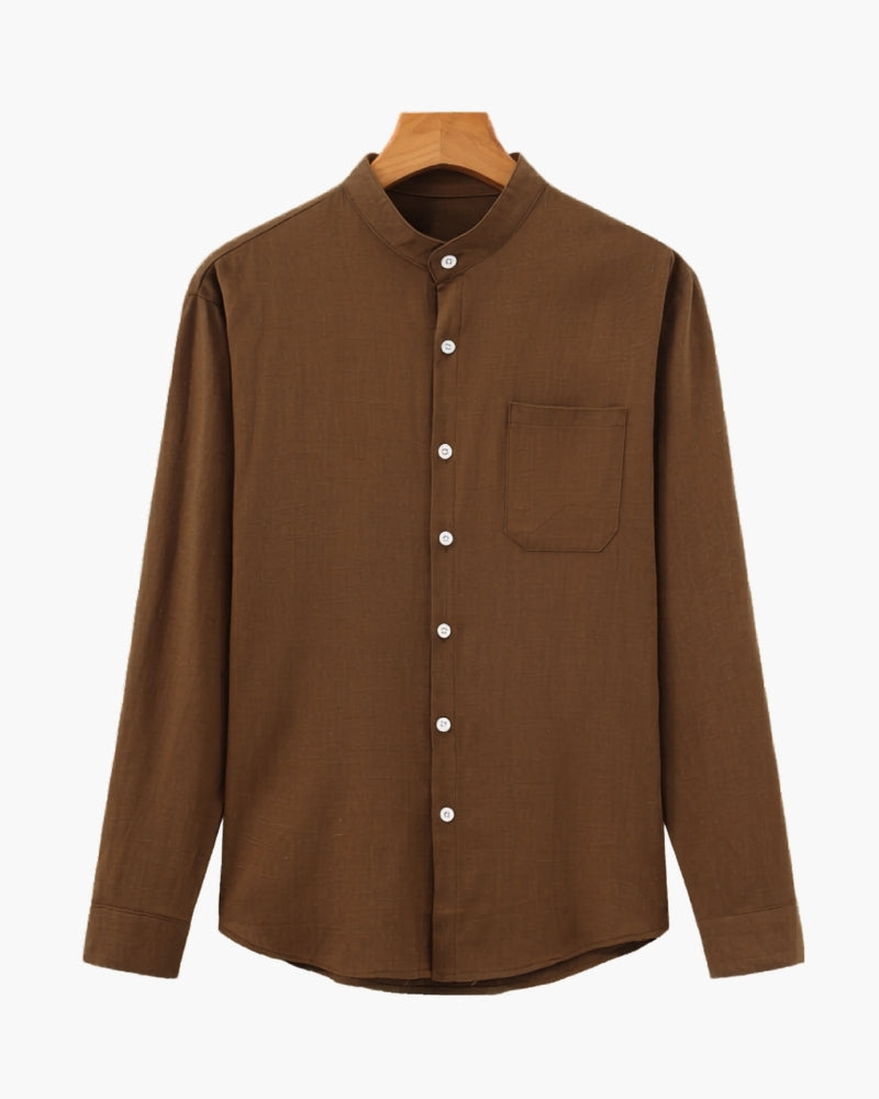 Chemise en Lin Col Mandarin Homme