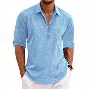 Heren Poloshirt met Omgeslagen Mouwen en Knoopplacket