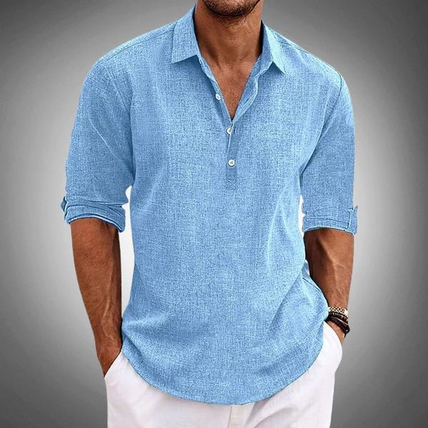 Heren Poloshirt met Omgeslagen Mouwen en Knoopplacket