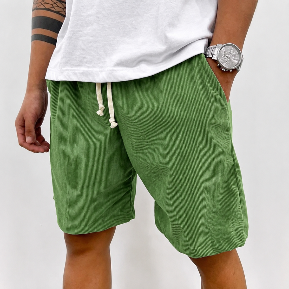 Heren Shorts met Elastische Taille en Koordjes, Relaxed Fit