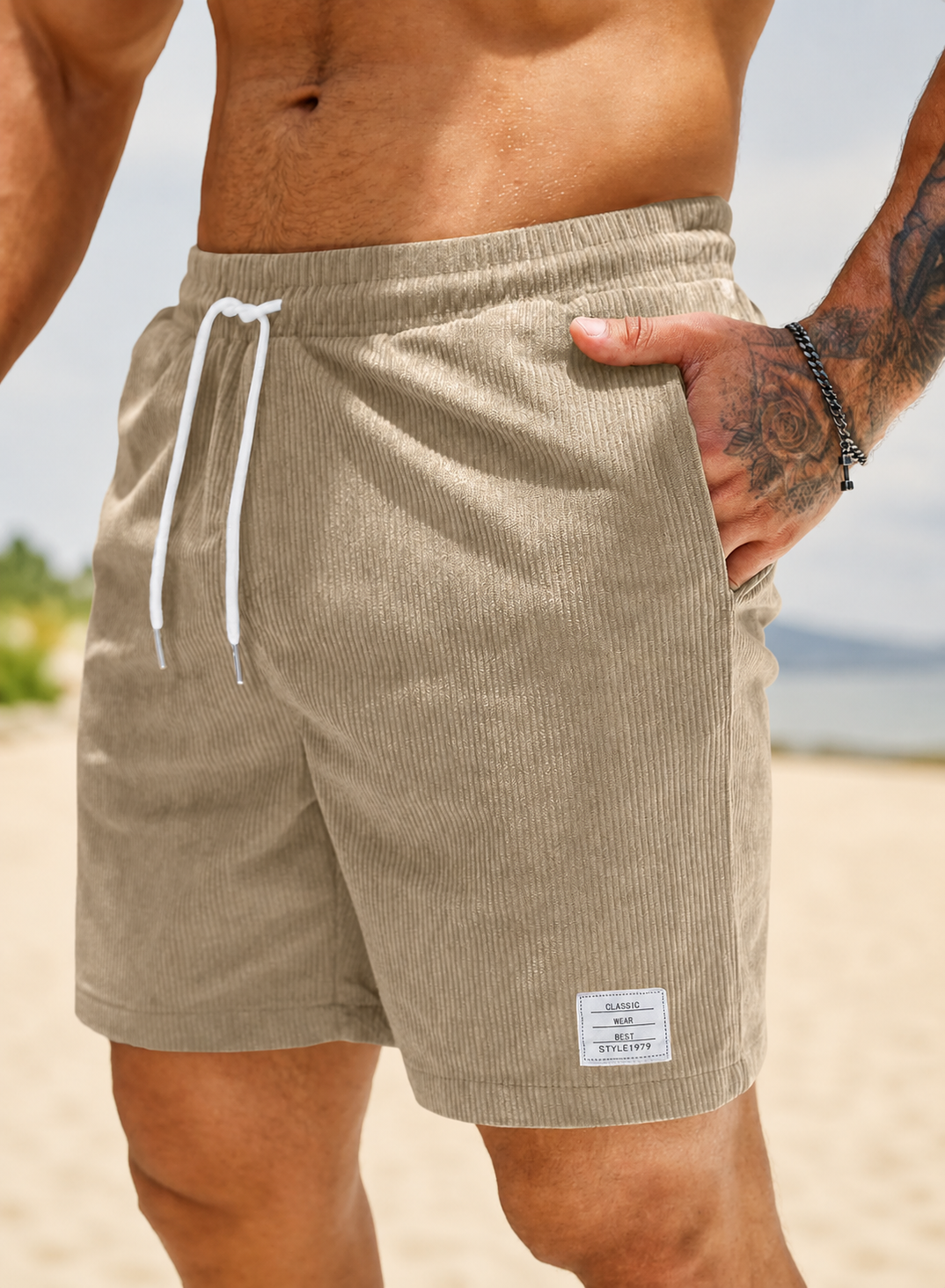 Heren Shorts met Elastische Taille en Koordjes, Relaxed Fit