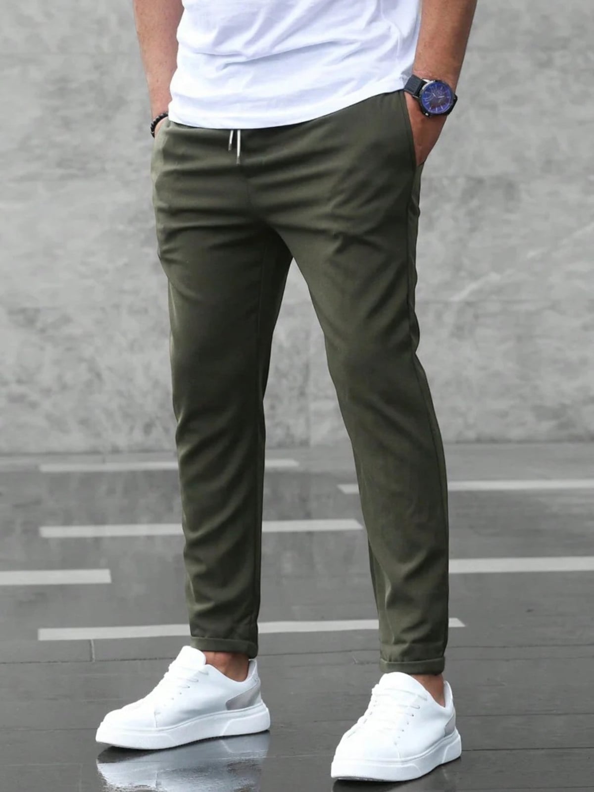 Heren Slim Fit Broek met Elastische Band
