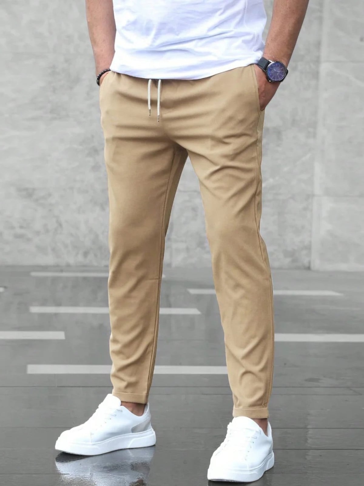 Heren Slim Fit Broek met Elastische Band
