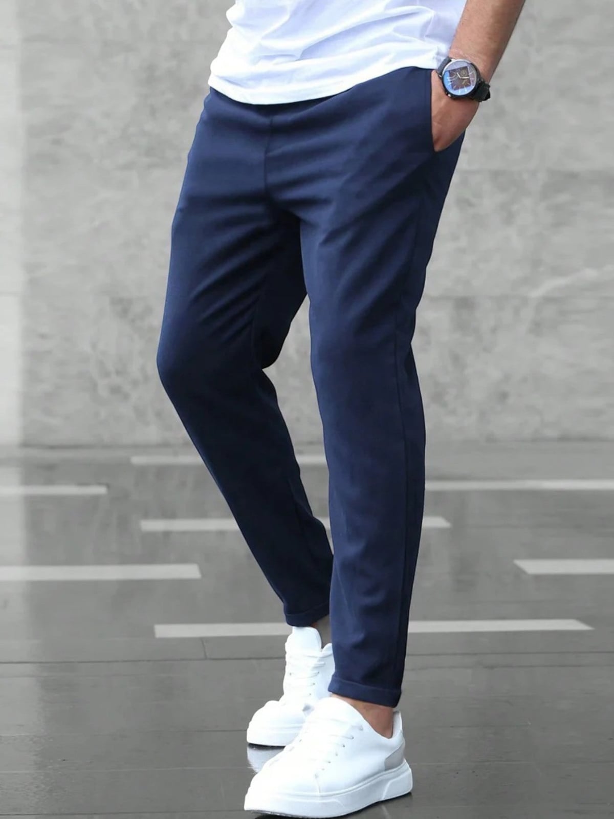 Heren Slim Fit Broek met Elastische Band