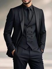 Heren Slim Fit Driedelig Pak met Gilet