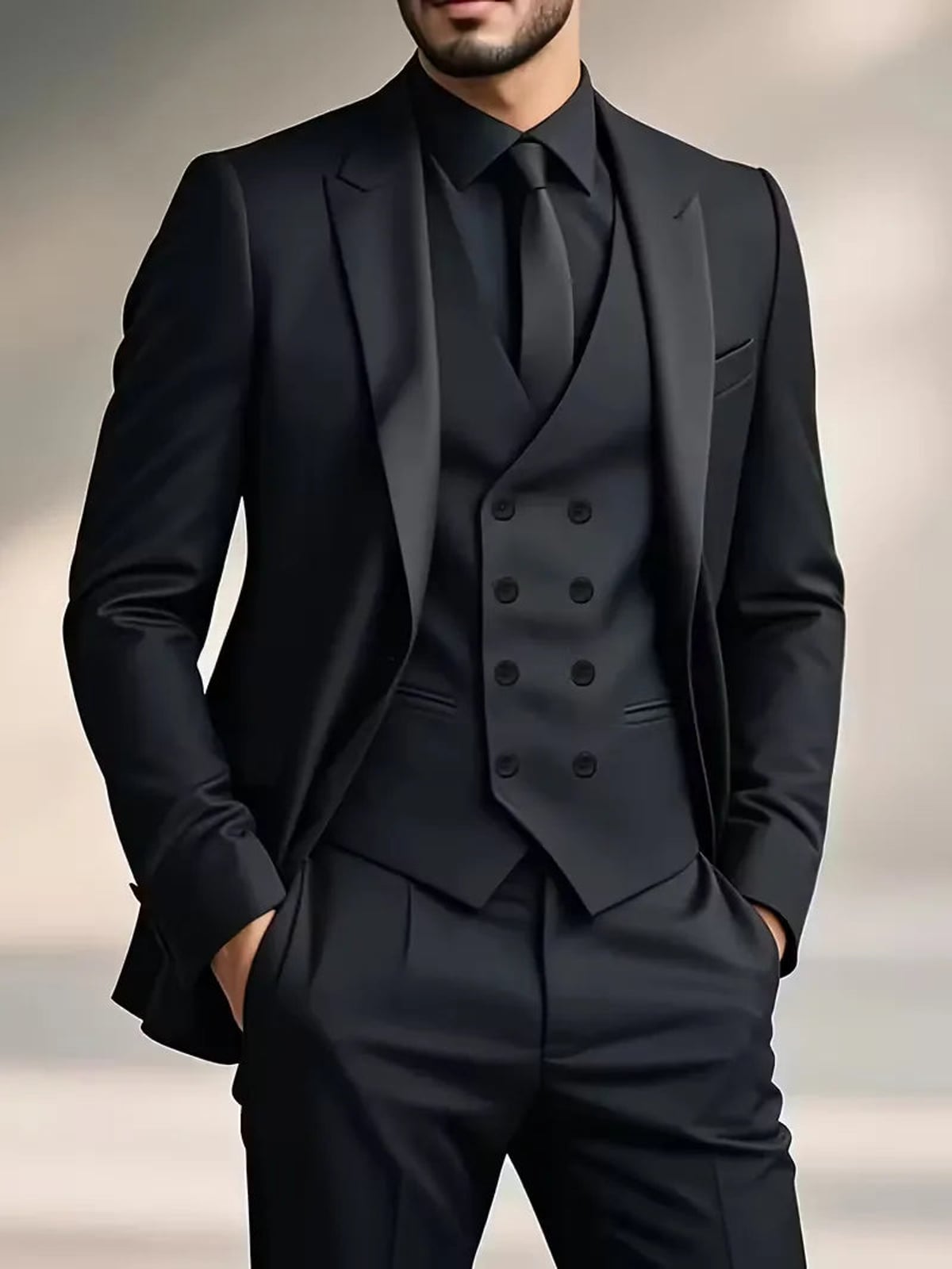 Heren Slim Fit Driedelig Pak met Gilet