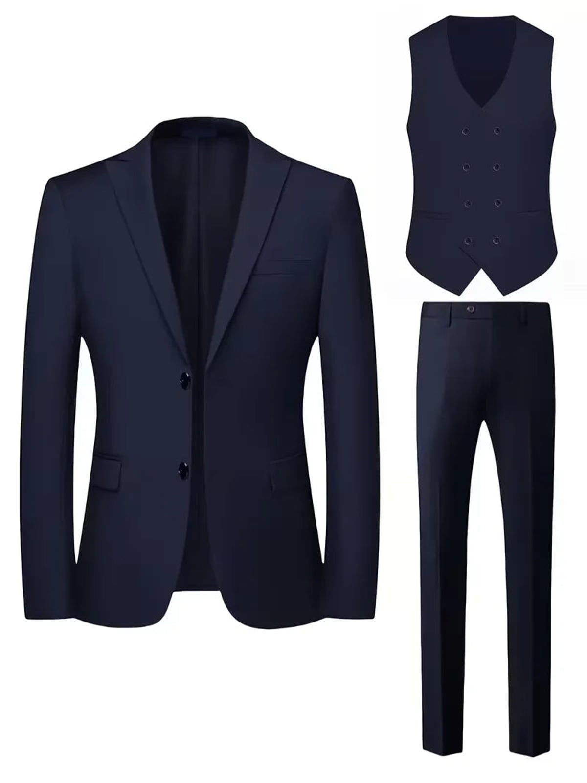 Heren Slim Fit Driedelig Pak met Gilet
