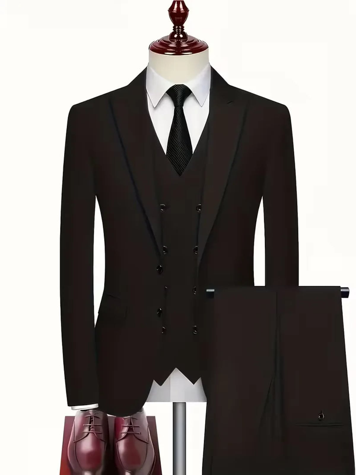 Heren Slim Fit Driedelig Pak met Gilet