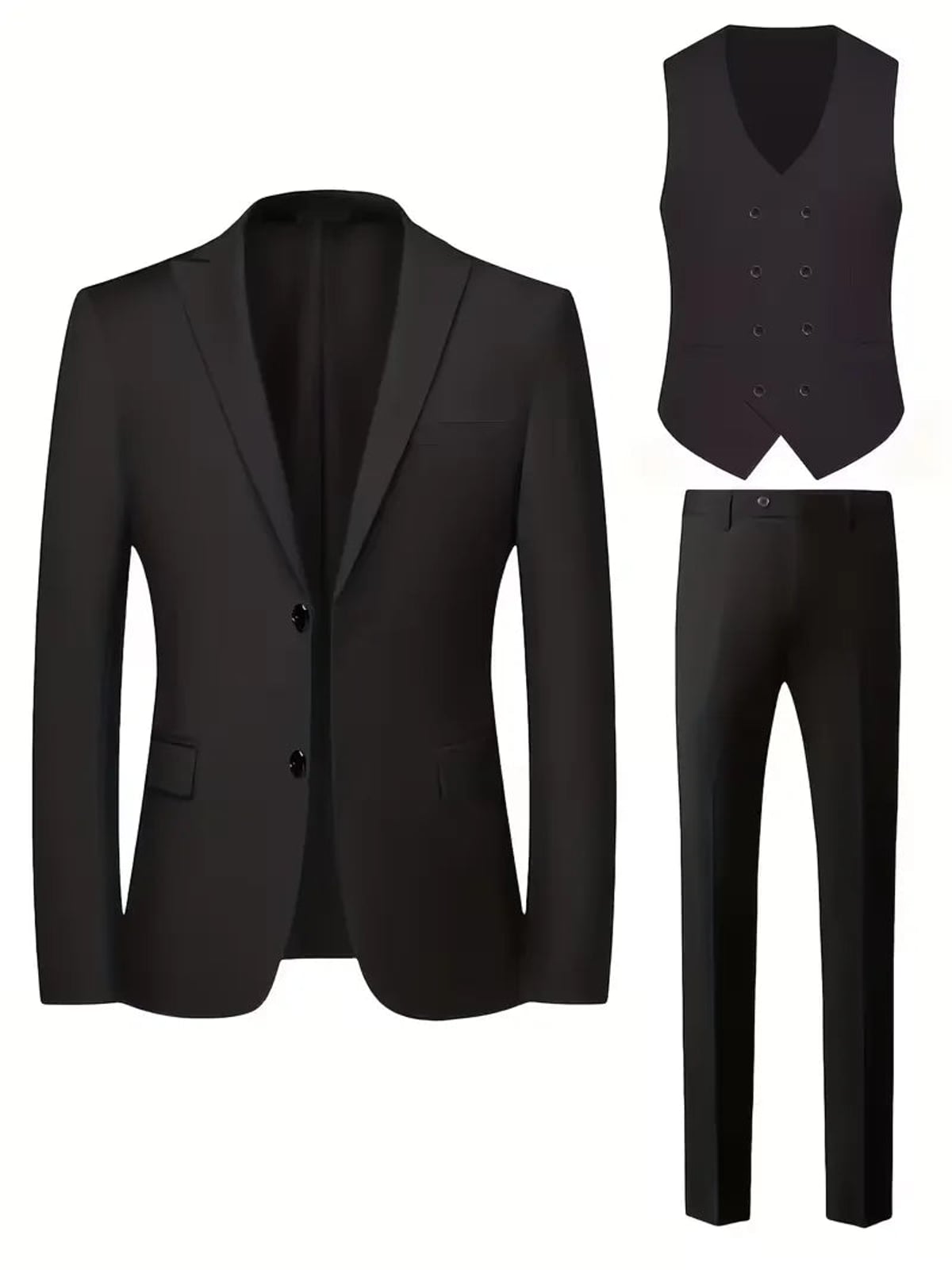 Heren Slim Fit Driedelig Pak met Gilet