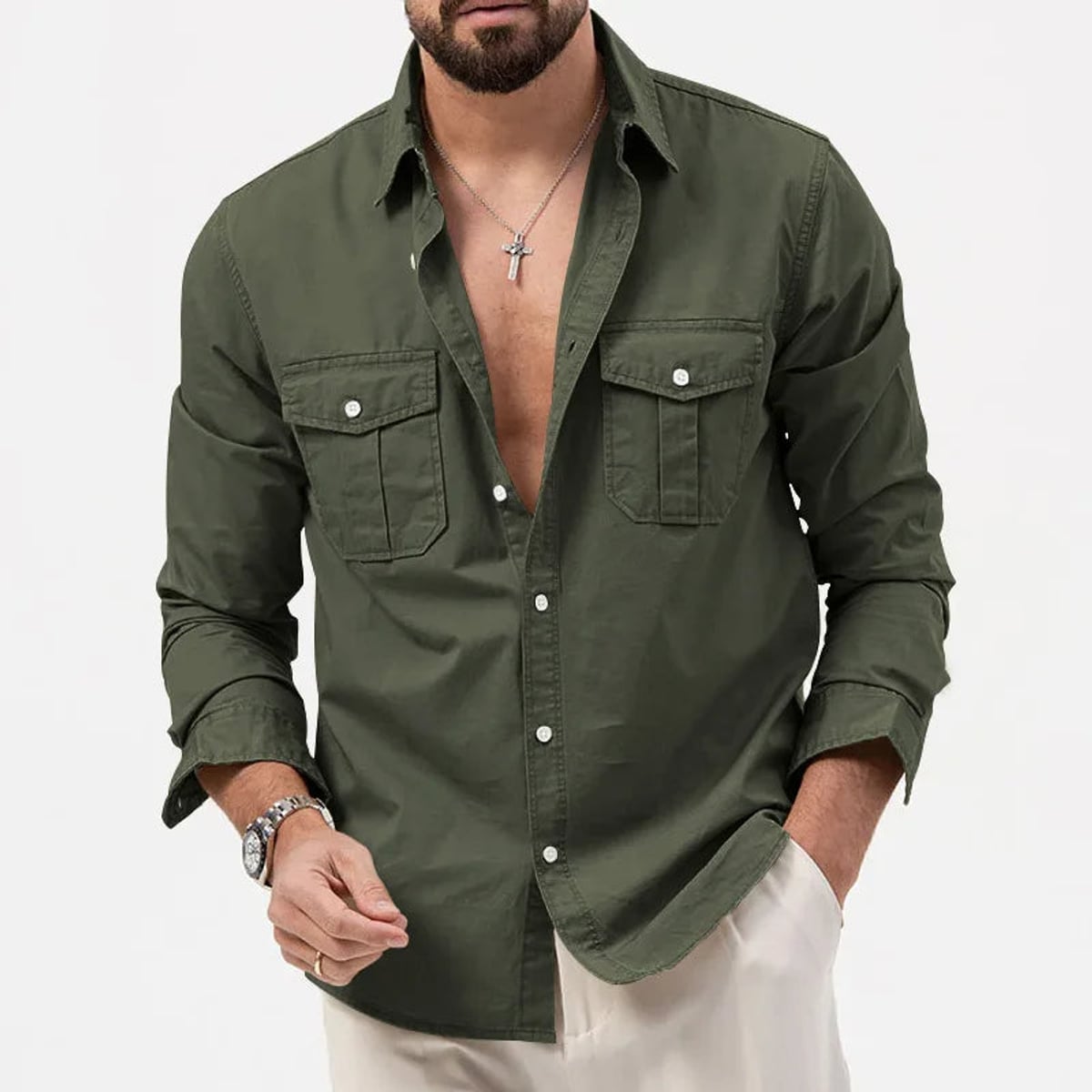 Heren Utility Poloshirt met Lange Mouwen