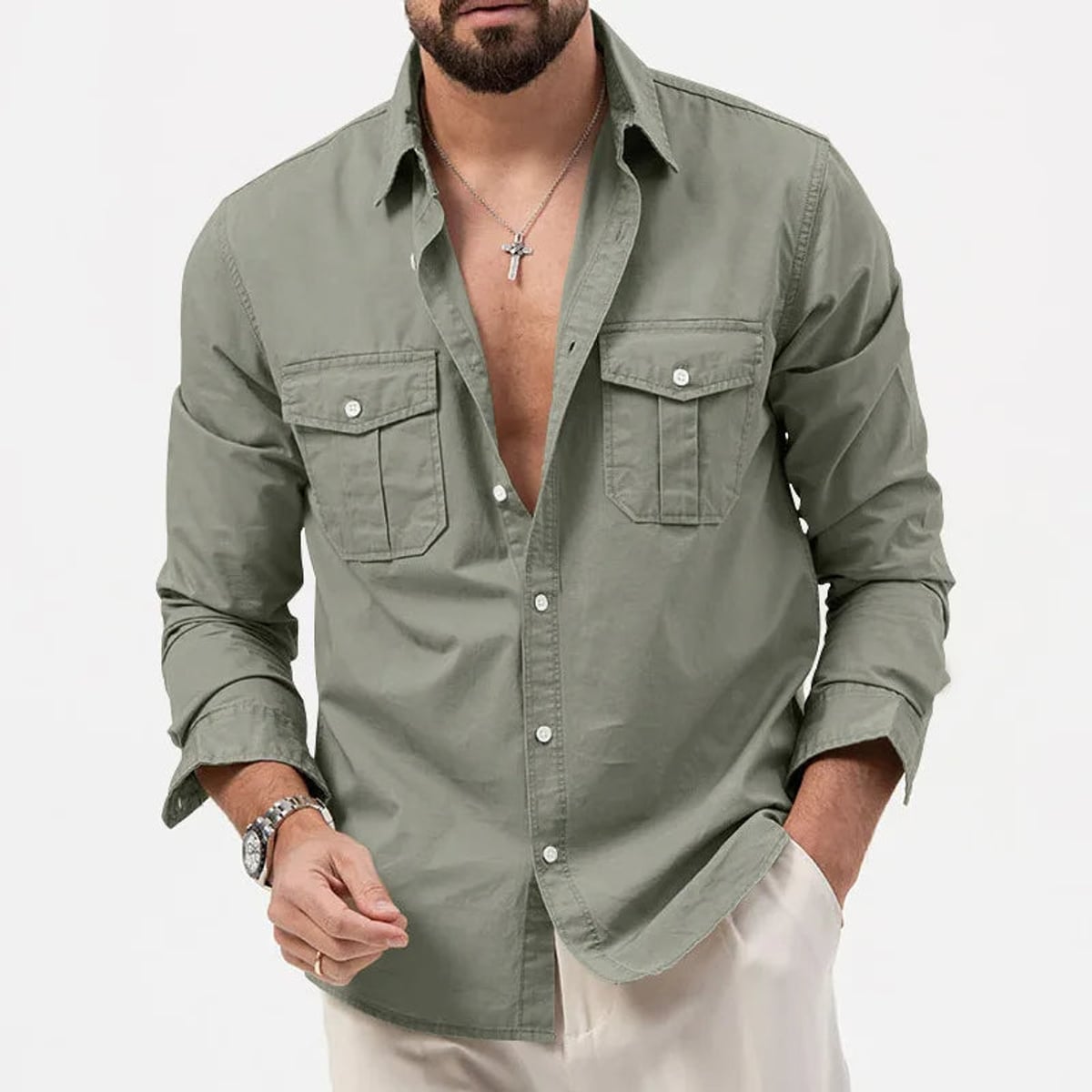 Heren Utility Poloshirt met Lange Mouwen