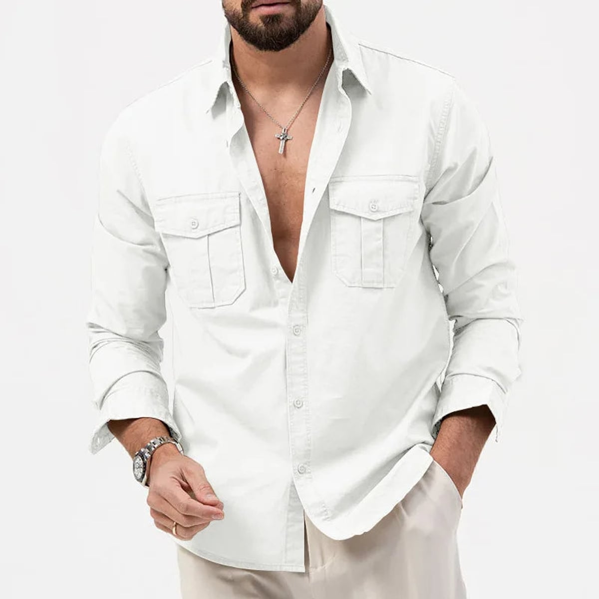 Heren Utility Poloshirt met Lange Mouwen