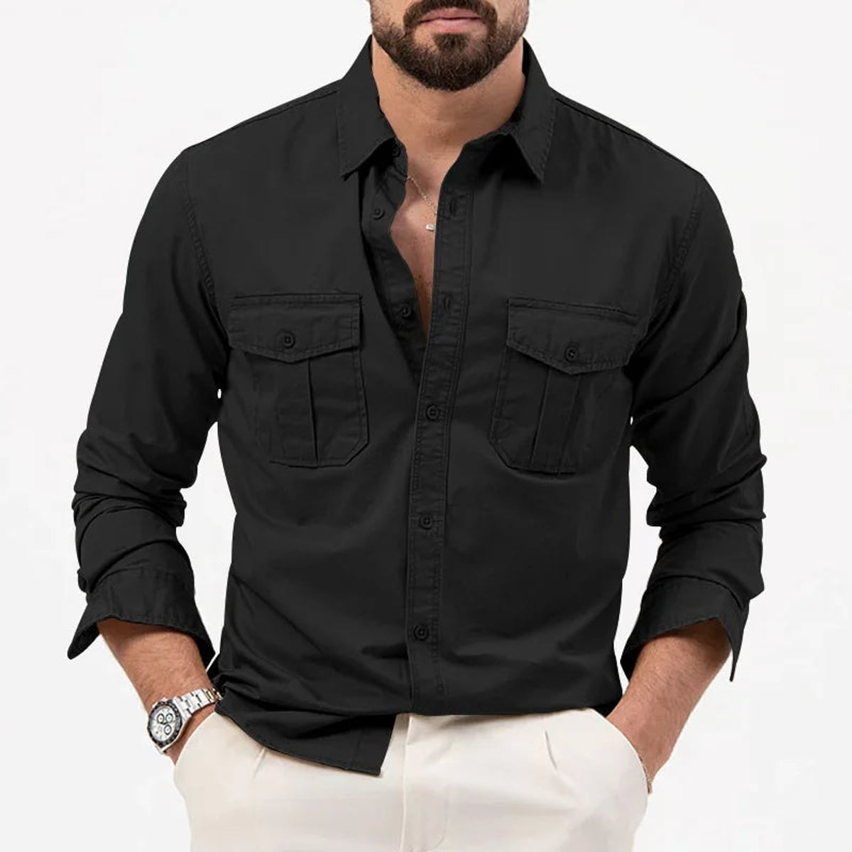 Heren Utility Poloshirt met Lange Mouwen