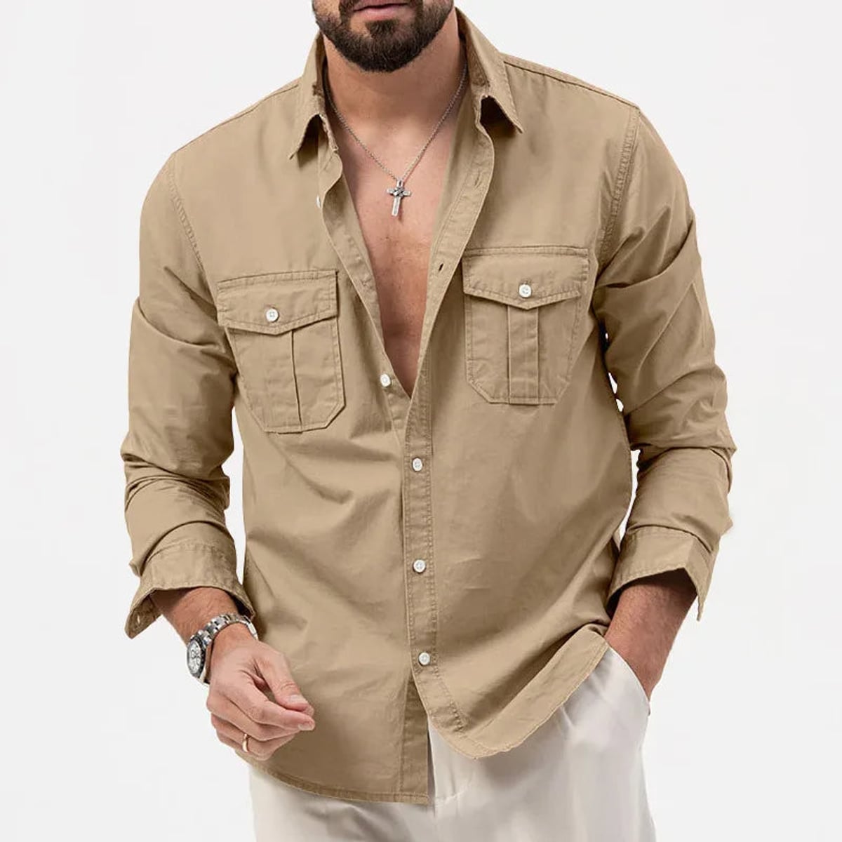 Heren Utility Poloshirt met Lange Mouwen