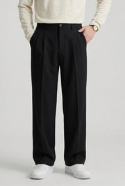 Heren Wijde Broek met Hoge Taille en Plooien