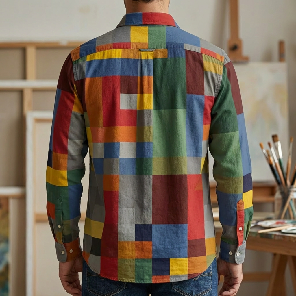 Chemise Homme Imprimé Patchwork Multicolore