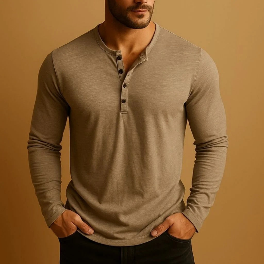 Henley Long Sleeve Shirt for Men