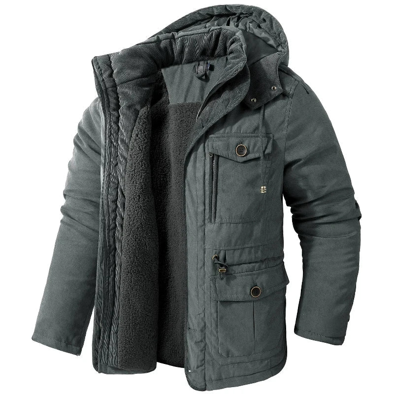 Warme winddichte winterjas met capuchon voor heren