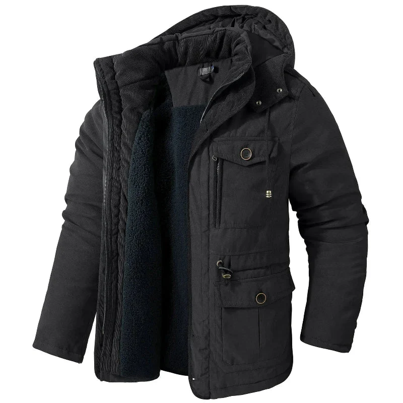 Warme winddichte winterjas met capuchon voor heren