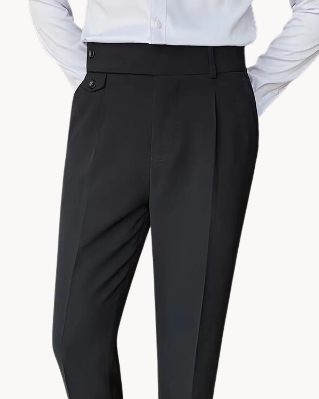 Heren zakelijke broek met rechte pijpen en hoge taille