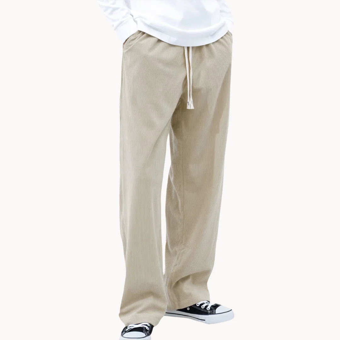 Heren loszittende corduroy casual broek met rechte pijpen