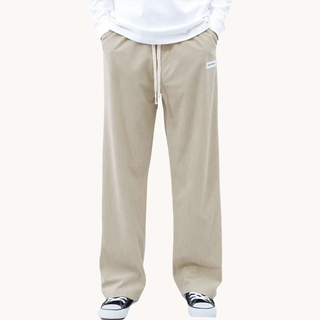 Heren loszittende corduroy casual broek met rechte pijpen