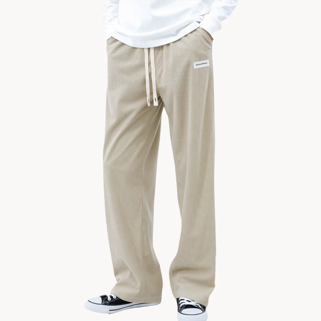Heren loszittende corduroy casual broek met rechte pijpen