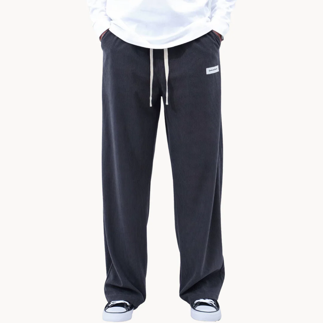 Heren loszittende corduroy casual broek met rechte pijpen