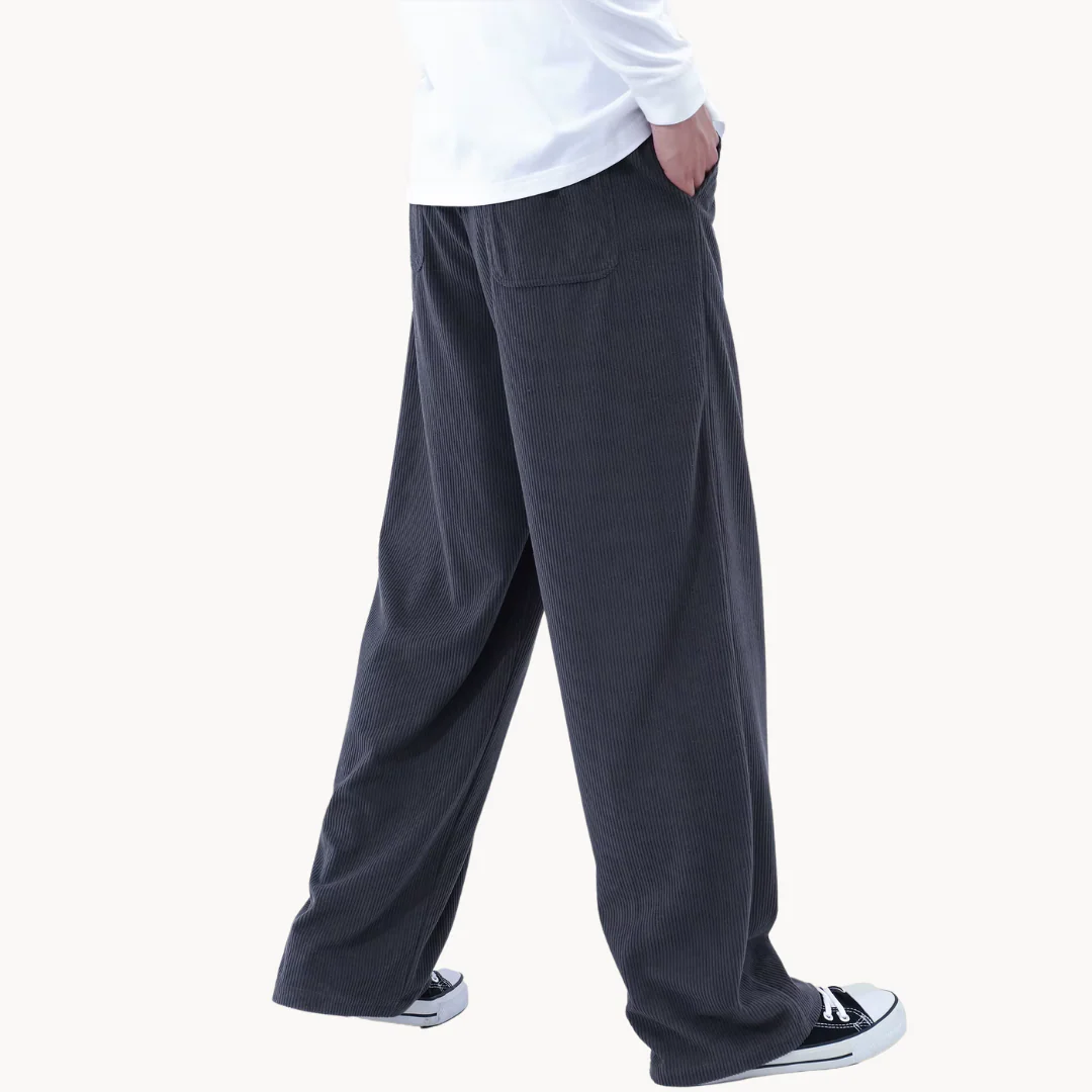 Heren loszittende corduroy casual broek met rechte pijpen