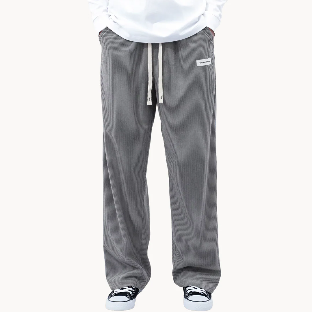 Heren loszittende corduroy casual broek met rechte pijpen