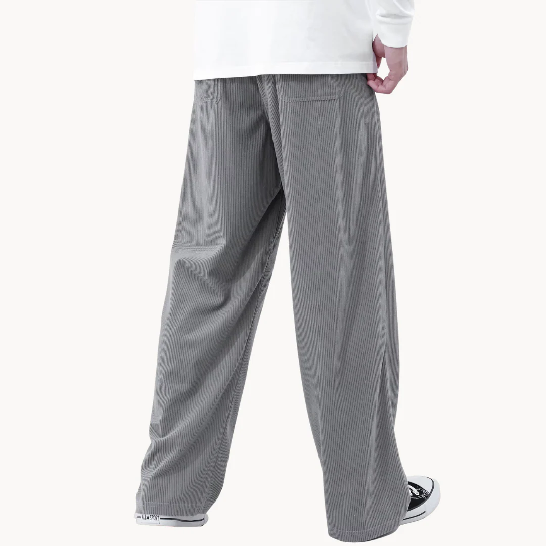 Heren loszittende corduroy casual broek met rechte pijpen