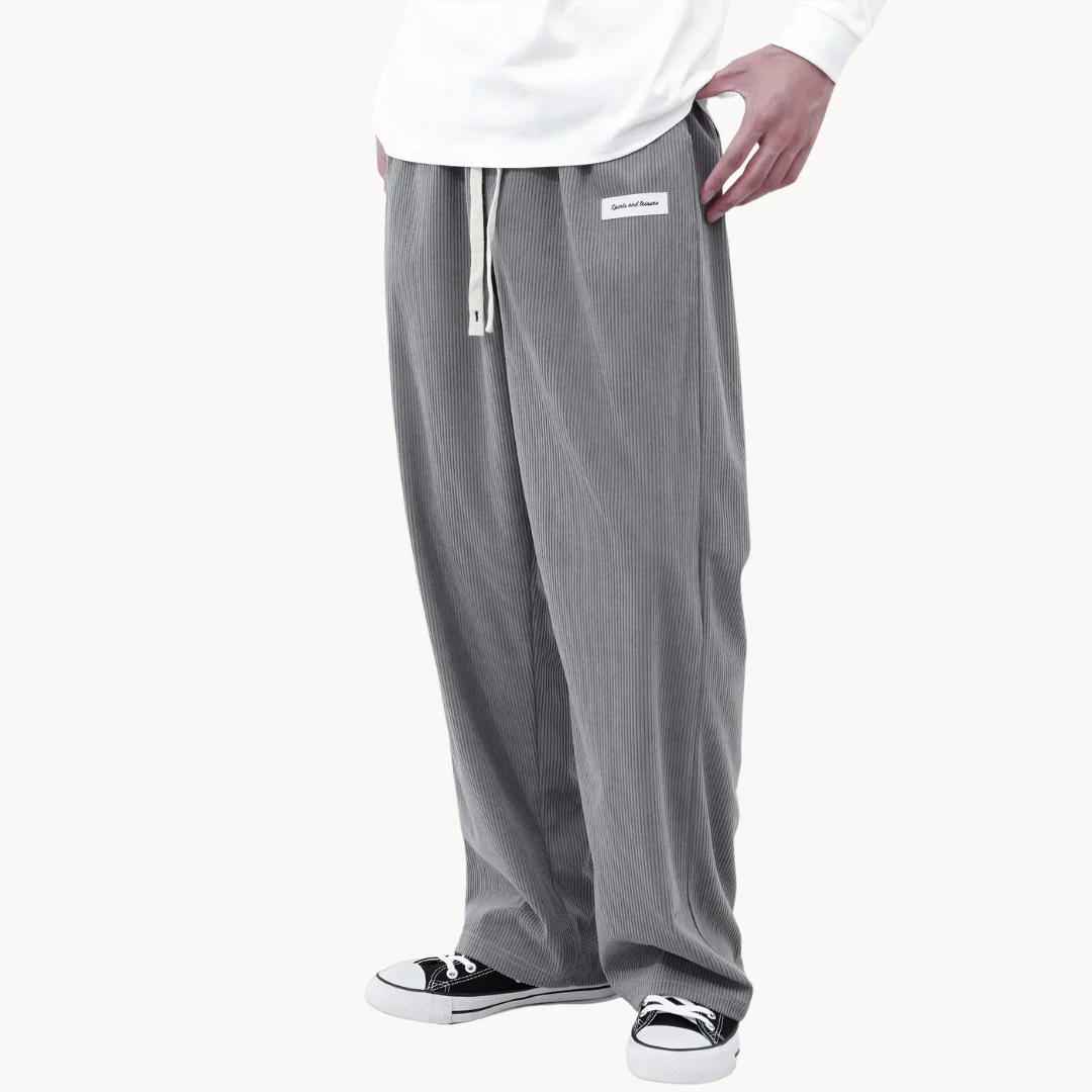 Heren loszittende corduroy casual broek met rechte pijpen