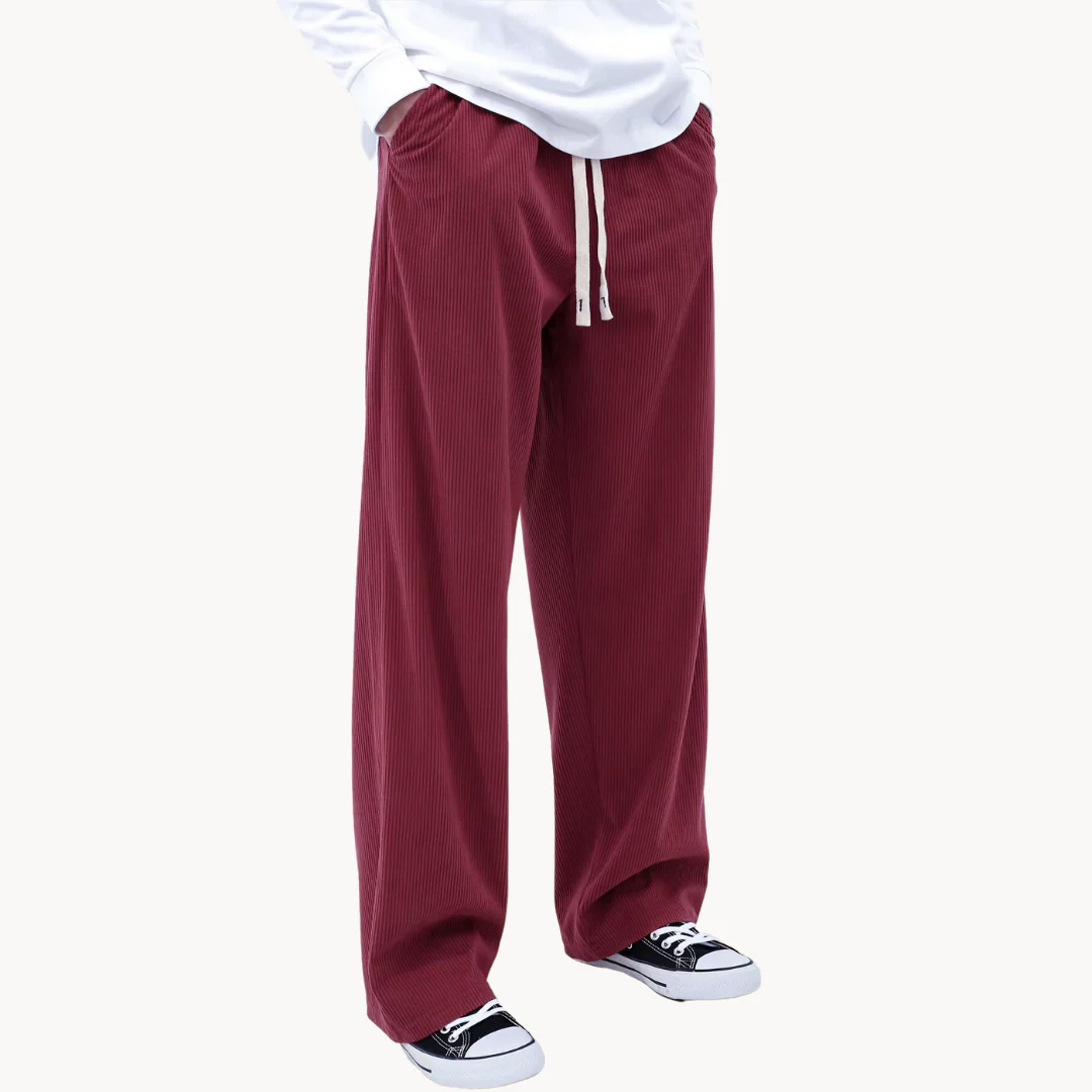 Heren loszittende corduroy casual broek met rechte pijpen