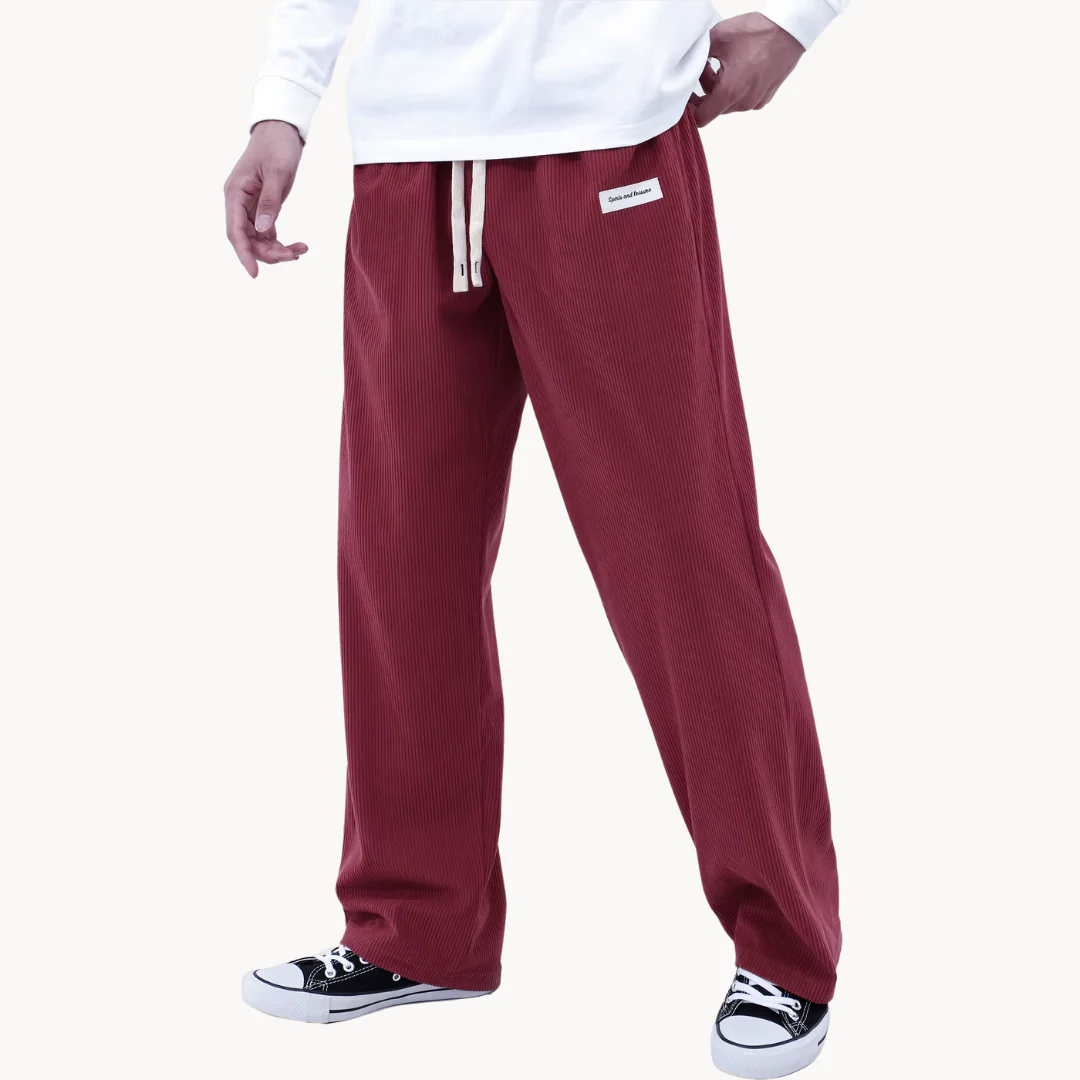Heren loszittende corduroy casual broek met rechte pijpen