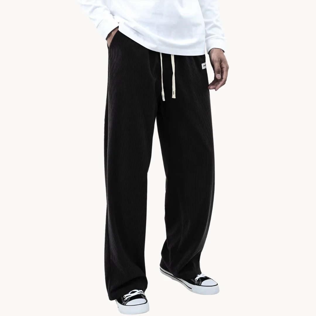 Heren loszittende corduroy casual broek met rechte pijpen