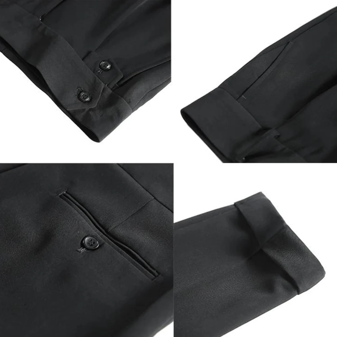 Heren zakelijke broek met rechte pijpen en hoge taille