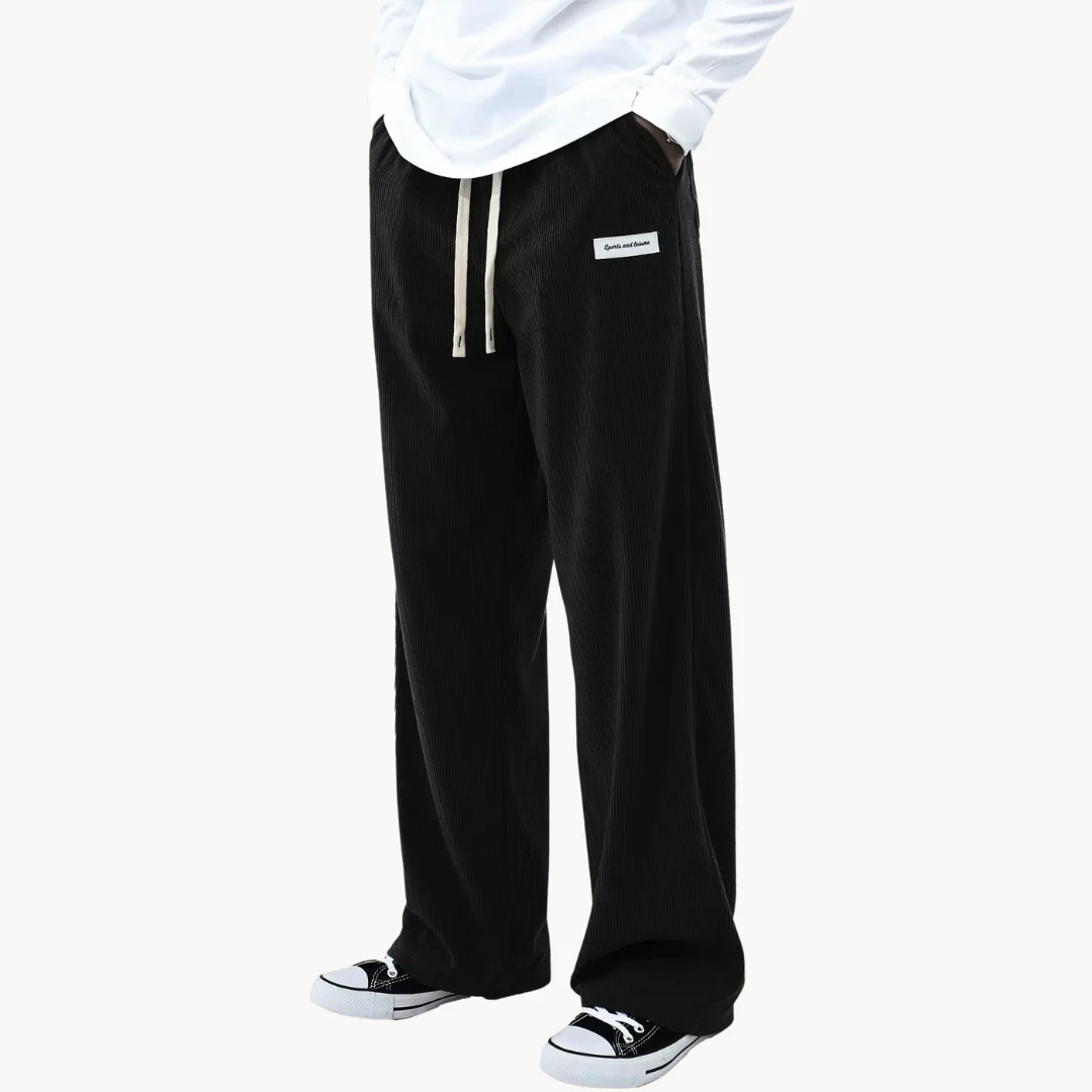Heren loszittende corduroy casual broek met rechte pijpen