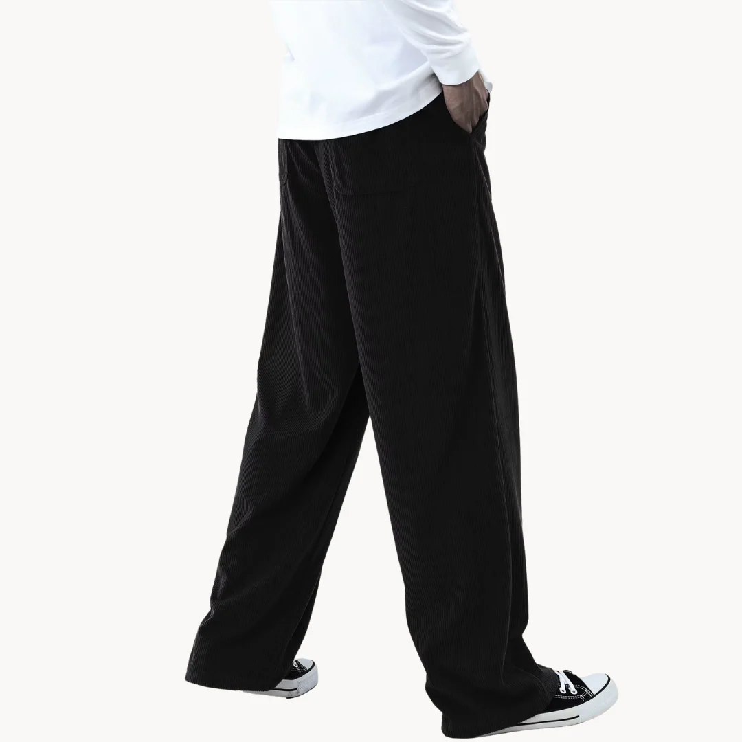 Heren loszittende corduroy casual broek met rechte pijpen