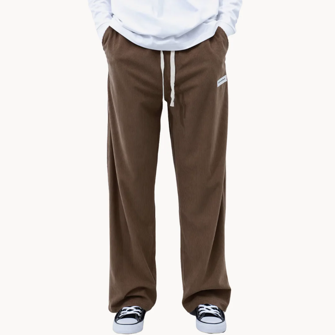 Heren loszittende corduroy casual broek met rechte pijpen