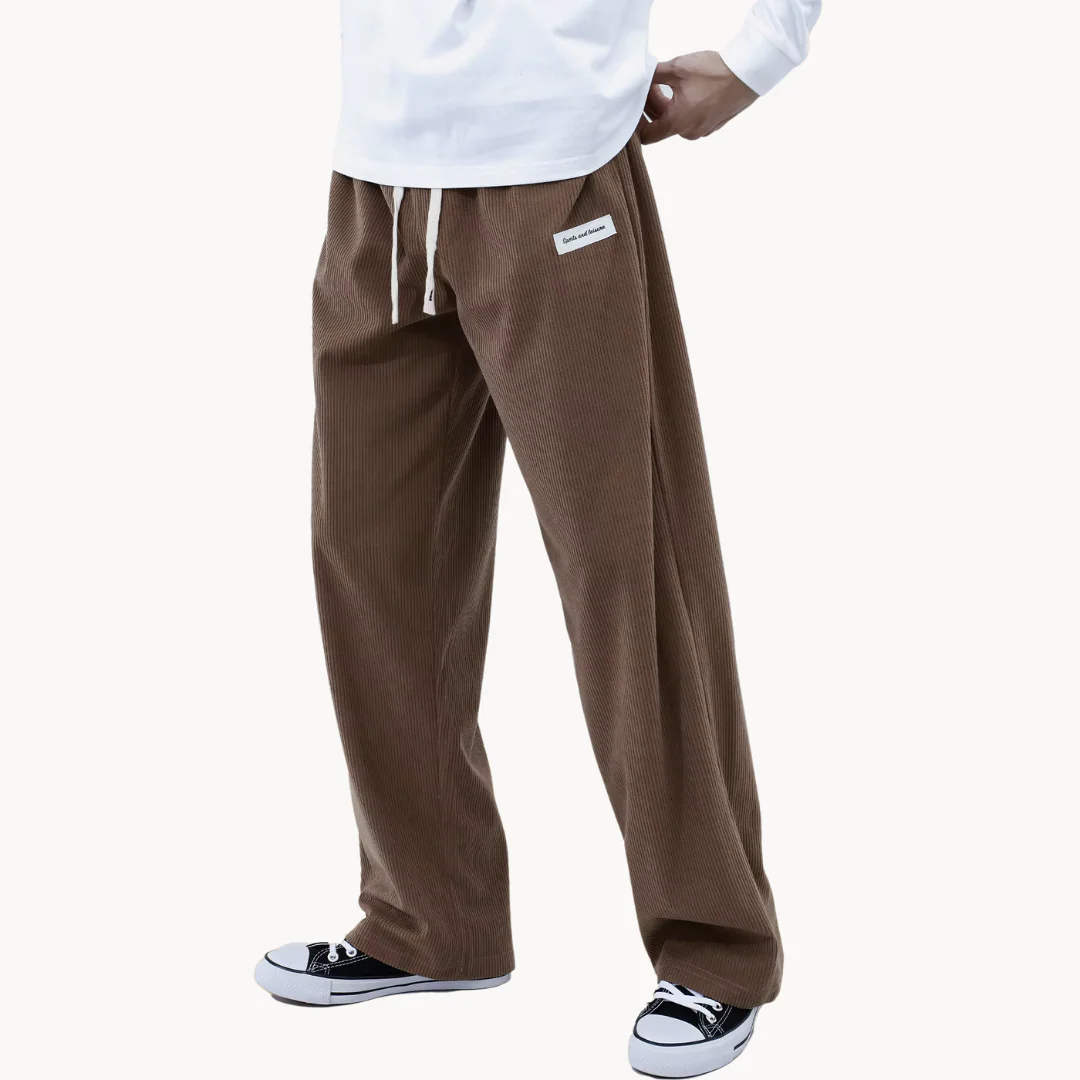 Heren loszittende corduroy casual broek met rechte pijpen