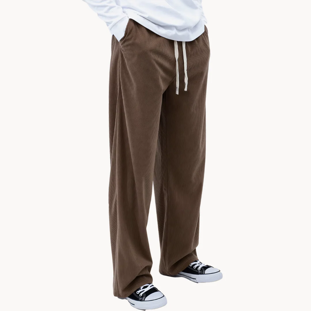 Heren loszittende corduroy casual broek met rechte pijpen