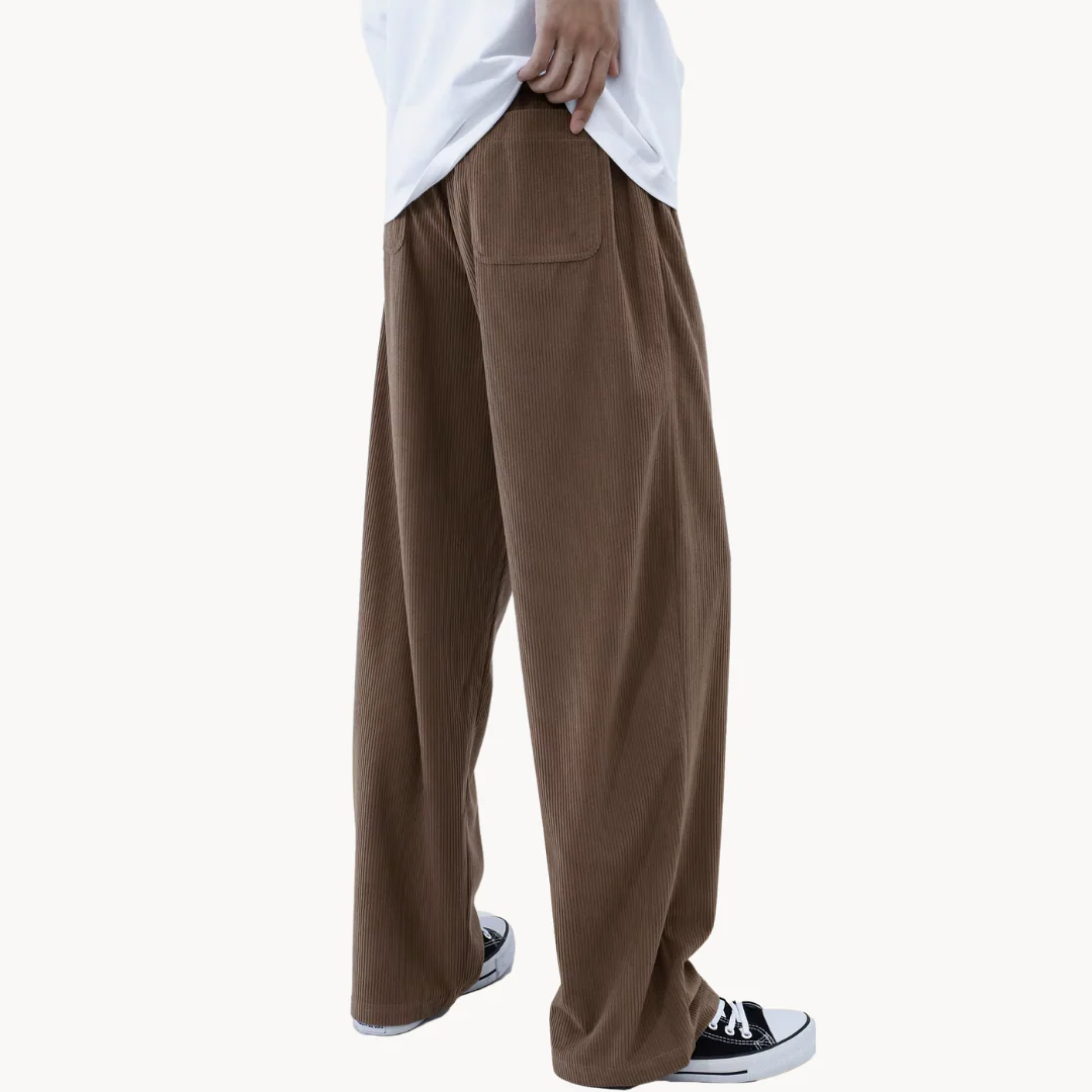 Heren loszittende corduroy casual broek met rechte pijpen